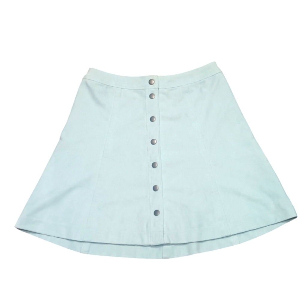 NWT Abercrombie & Fitch Blue "Suede" Mini A-Line Button Skirt Women's Sz 2